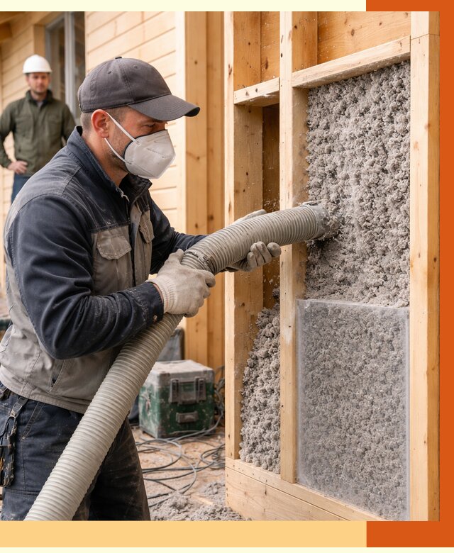 Утепление дома из бруса эковатой в Павловском Посаде от 1880 руб/м2 | ТепломастерПвл
