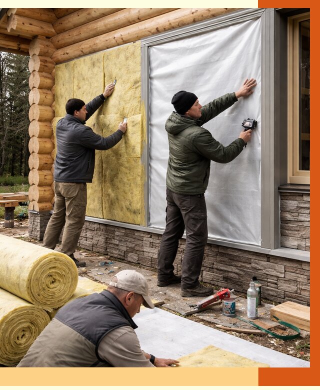 Утепление бревенчатого дома в Павловском Посаде от 7774 руб/м2 — заказать под ключ | ТепломастерПвл