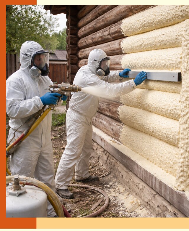 Утепление бревенчатого дома ППУ в Павловском Посаде эффективной изоляцией