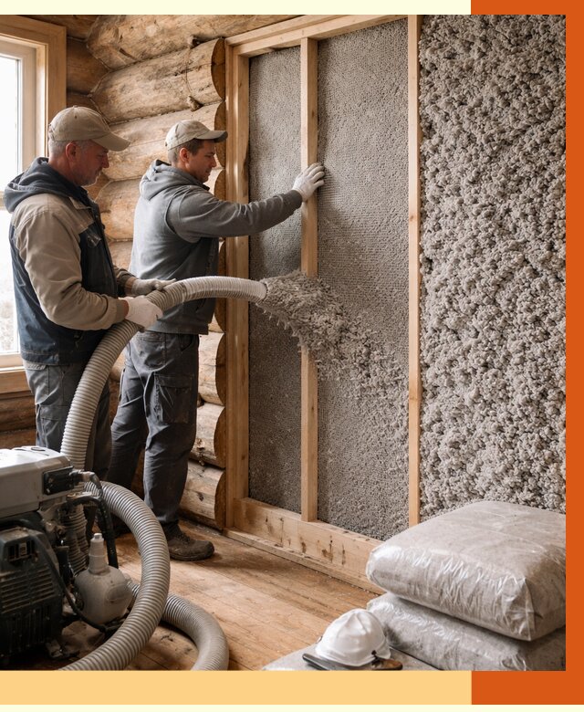 Утепление бревенчатого дома эковатой в Павловском Посаде от 2795 руб. | ТепломастерПвл