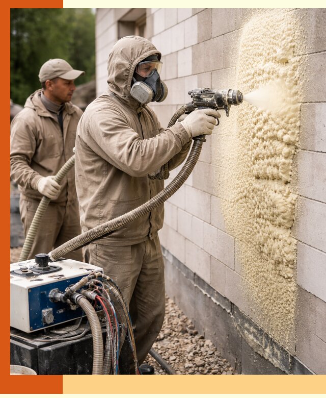 Утепление дома из газобетона ППУ в Павловском Посаде — надежная теплоизоляция