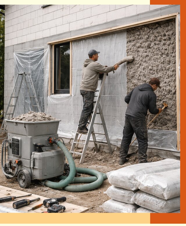 Утепление дома из газобетона эковатой в Павловском Посаде от 4573 руб./м2 | ТепломастерПвл