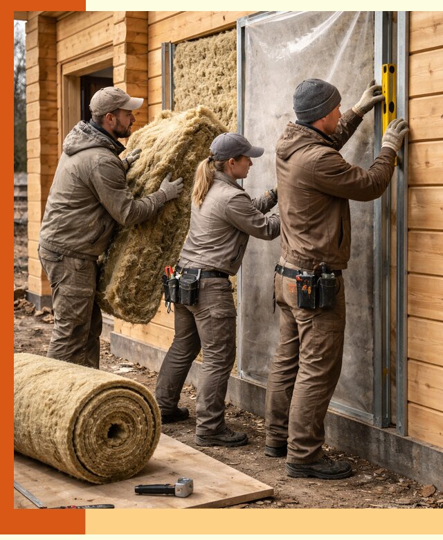 Утепление дома из двойного бруса в Павловском Посаде качественно и надёжно