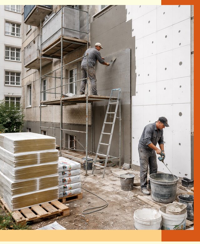 Утепление квартиры снаружи в Павловском Посаде от 6250 руб/м2 под ключ | ТепломастерПвл