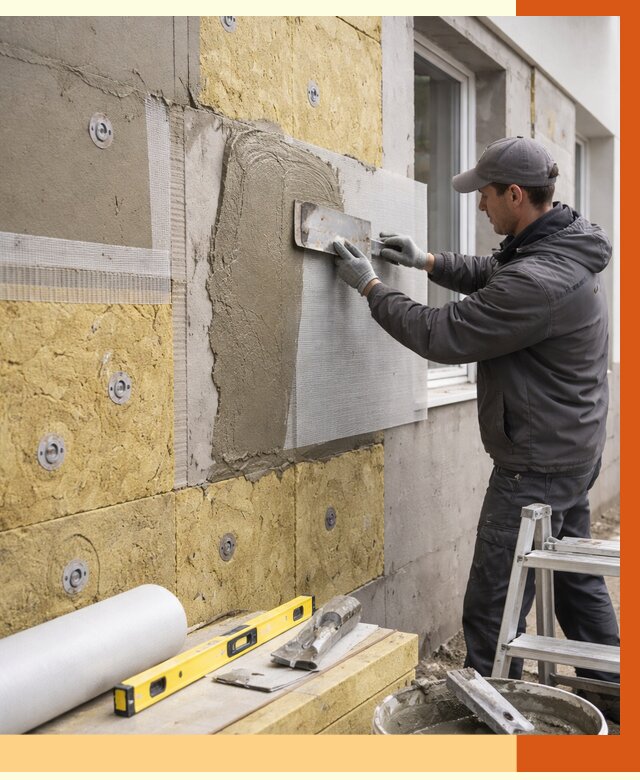 Утепление фасада под штукатурку в Павловском Посаде от 4268 руб/м2 — монтаж пенопластом и минватой | ТепломастерПвл