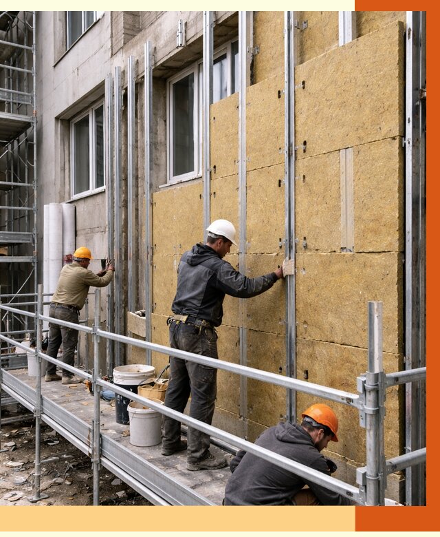 Утепление вентилируемого фасада в Павловском Посаде от 5691 руб/м2 — монтаж и утепление вентфасад | ТепломастерПвл