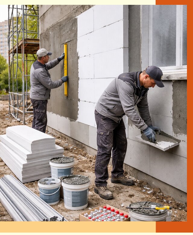 Утепление фасада и стен снаружи в Павловском Посаде от 4268 руб. | ТепломастерПвл