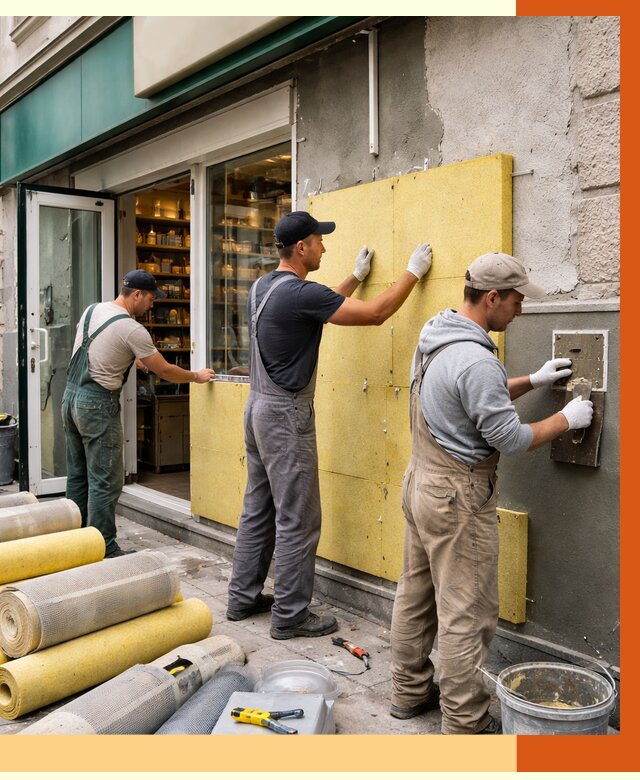 Утепление магазина в Павловском Посаде от 4573 руб/м2 — цена, стены и снаружи | ТепломастерПвл