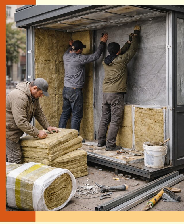 Утепление павильона шаурмы под ключ в Павловском Посаде