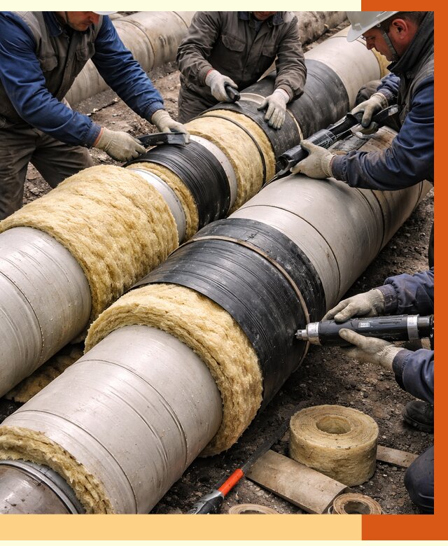 Утепление трубопровода в Павловском Посаде под ключ от 1880 руб. — надежно и выгодно | ТепломастерПвл