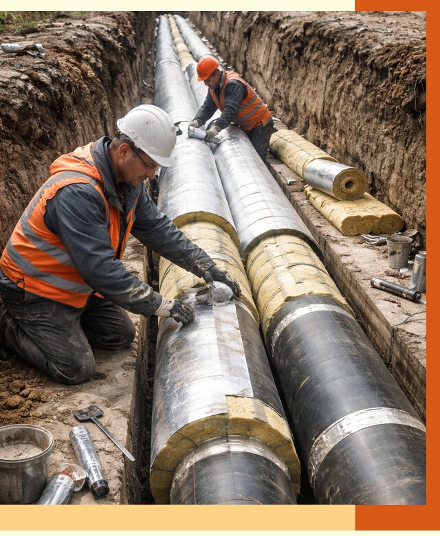 Утепление теплотрассы в Павловском Посаде от 4573 руб./м2 — ппу и комплексная изоляция | ТепломастерПвл