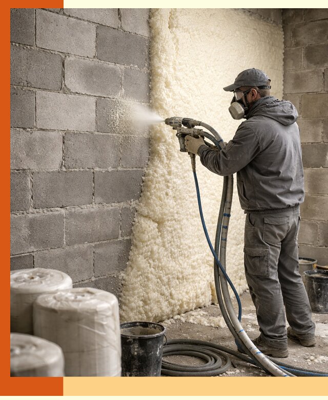 Утепление блочной стены ППУ в Павловском Посаде качественно и надёжно