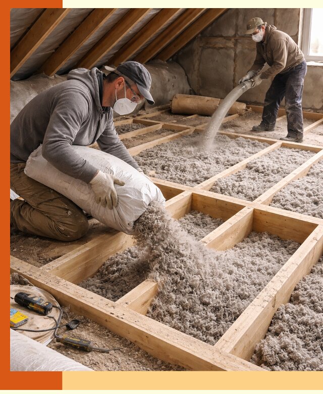 Заполнение полостей чердачного перекрытия в Павловском Посаде качественно и надёжно