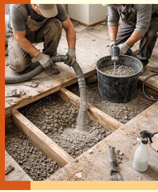 Заполнение пустот пола в Павловском Посаде полиуретаном и пенополистиролом