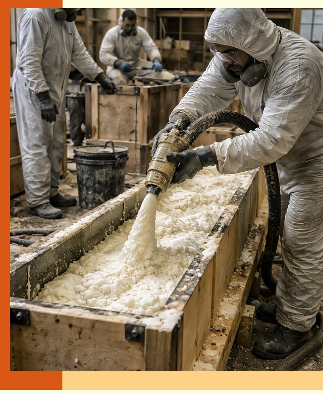 Заливка пенополиуретана в формы для утепления в Павловском Посаде