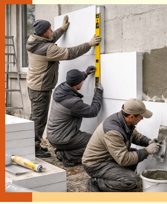 Утепление пенопластом наружных стен и фасадов в Павловском Посаде