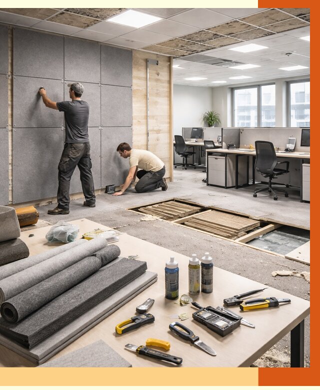 Профессиональная шумоизоляция офиса в Павловском Посаде от 6859 руб. за м2 | ТепломастерПвл