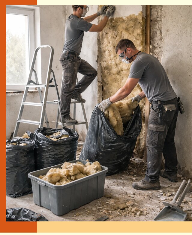 Демонтаж старого утеплителя и вывоз отходов в Павловском Посаде